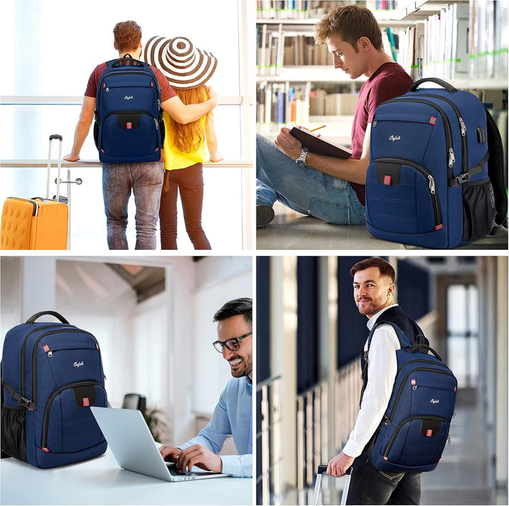 Stylish water-resistant daily commute backpack, anti-theft, USB capability, & RFID.