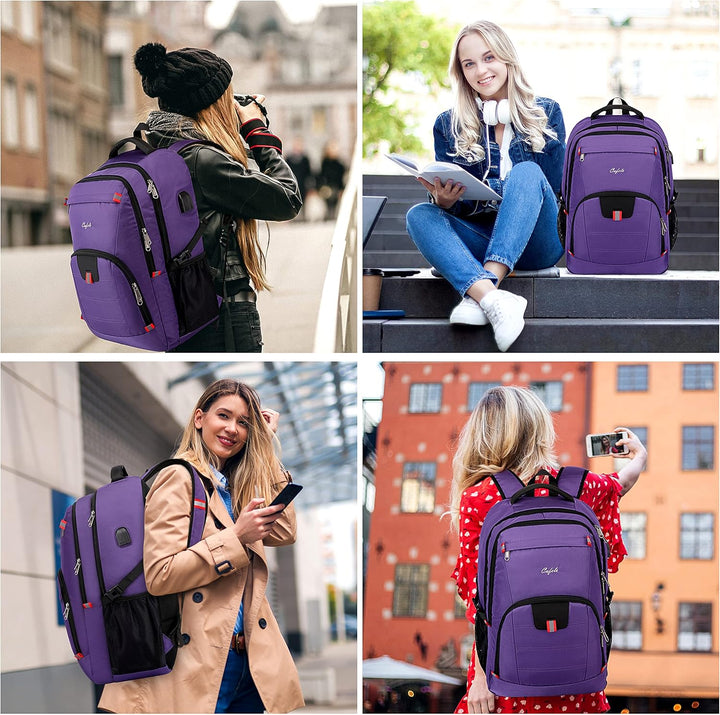 Functional unisex travel backpack with USB charging, RFID protection & water resistance.