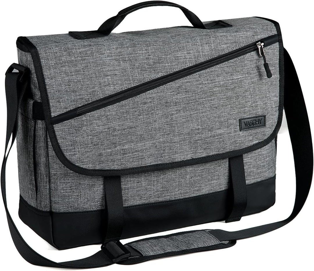 Unisex water-resistant laptop messenger bag with adjustable strap & padded compartment.