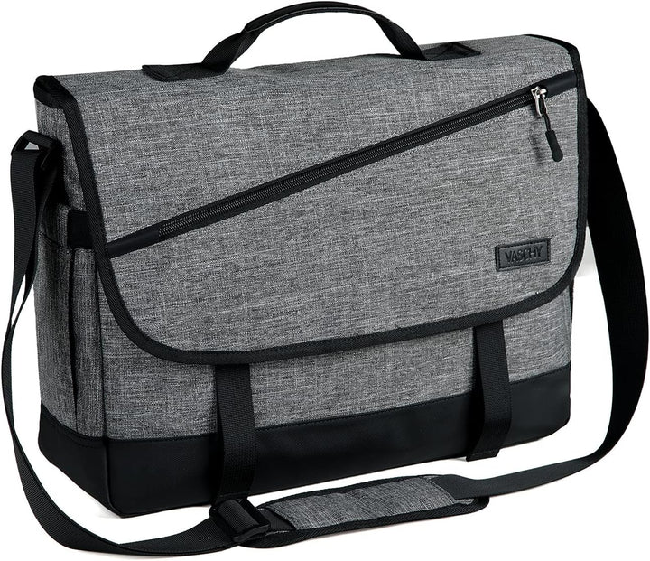 Unisex water-resistant laptop messenger bag with adjustable strap & padded compartment.