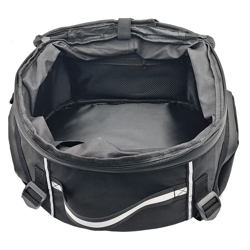Rugged, water-resistant motorcycle gear duffel bag, perfect for all-weather rider travel & bike equipment storage.