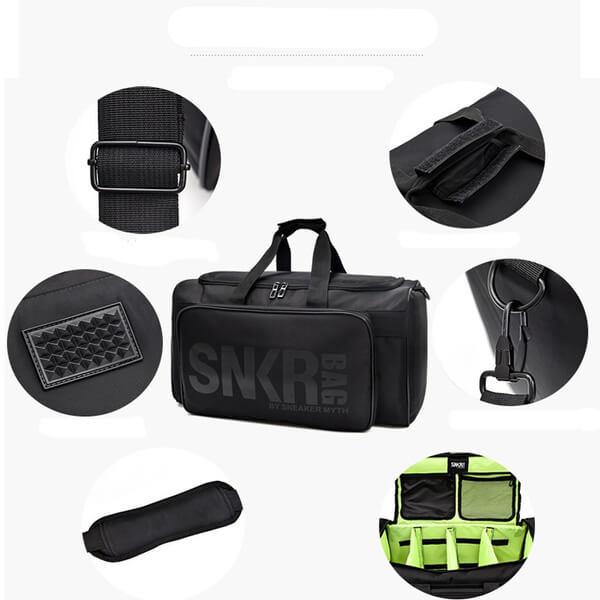 Efficient shoe storage travel bag, water-resistant, for sneakers & athletic gear organization. Unisex design.