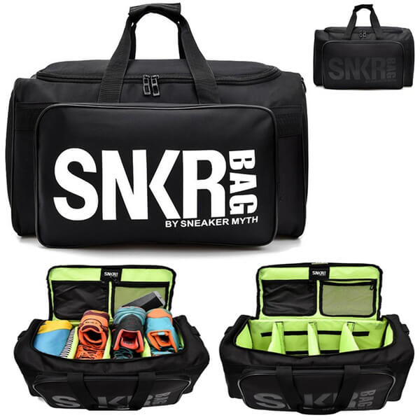 Durable water-resistant gear duffel bag. Perfect for sports equipment, shoes, & travel essentials. Unisex design.
