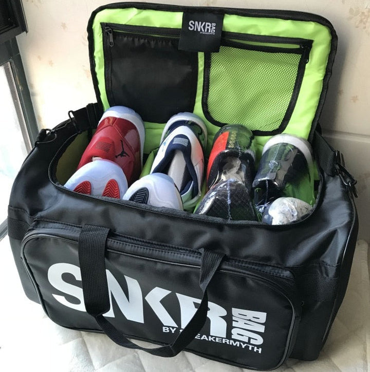 Unisex travel bag, water-resistant. Designed for sneakers, sportswear & organized packing. Great for trips.