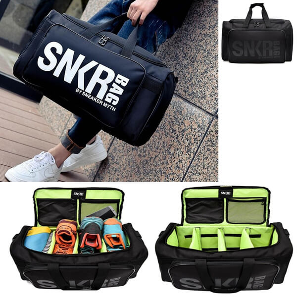 Unisex gym duffel bag, water-resistant, with shoe compartment for workout gear & sneakers. Sports travel bag.
