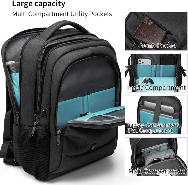 Anti-theft laptop backpack with USB port, ideal for urban exploration & travel.