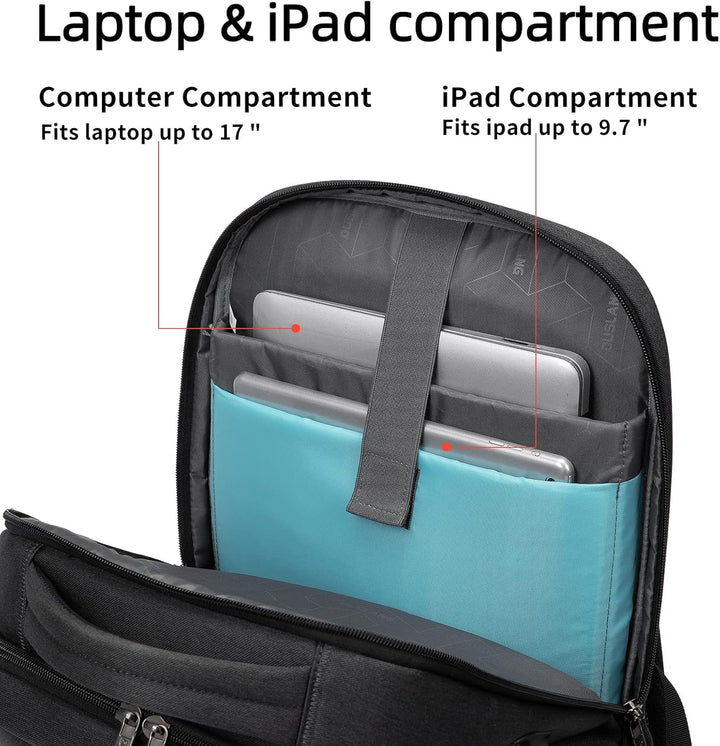 Black unisex water-resistant laptop backpack, perfect for daily essentials.