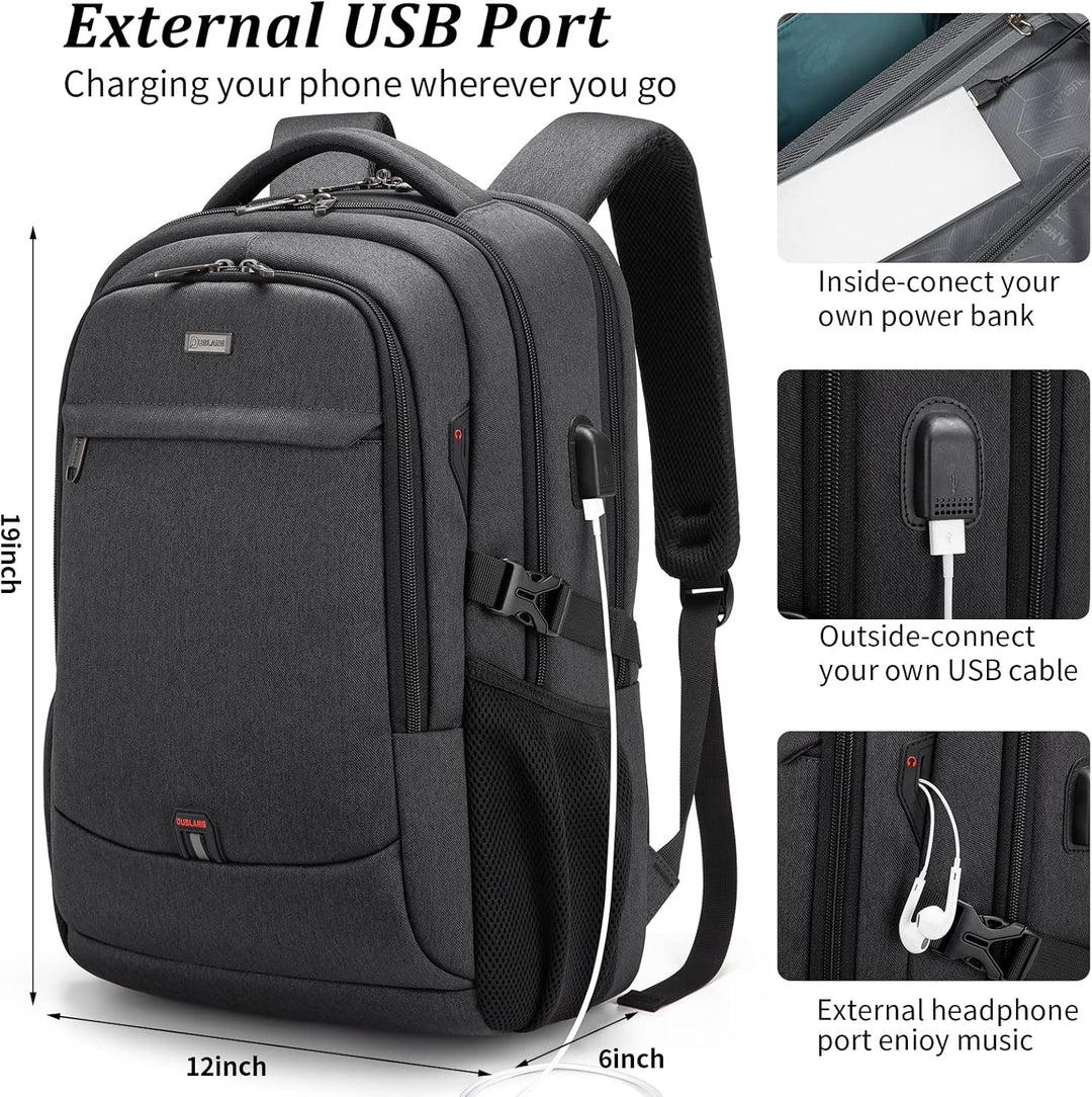 Organized daily carry backpack, water-resistant, fits a 15-inch laptop securely.