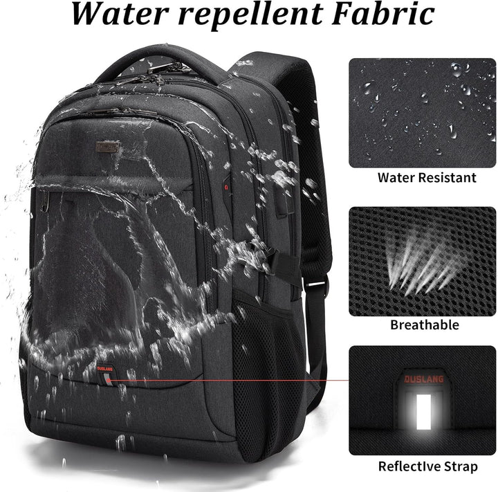 Student electronics backpack, water-resistant, with a convenient USB charging.