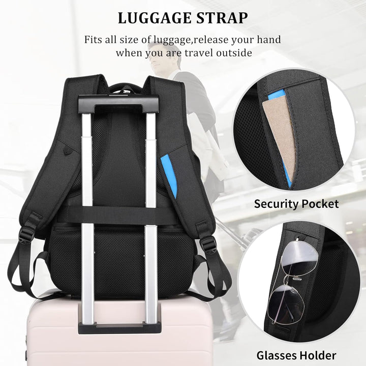 Modern water-resistant laptop backpack, USB port, perfect for tech-savvy users.