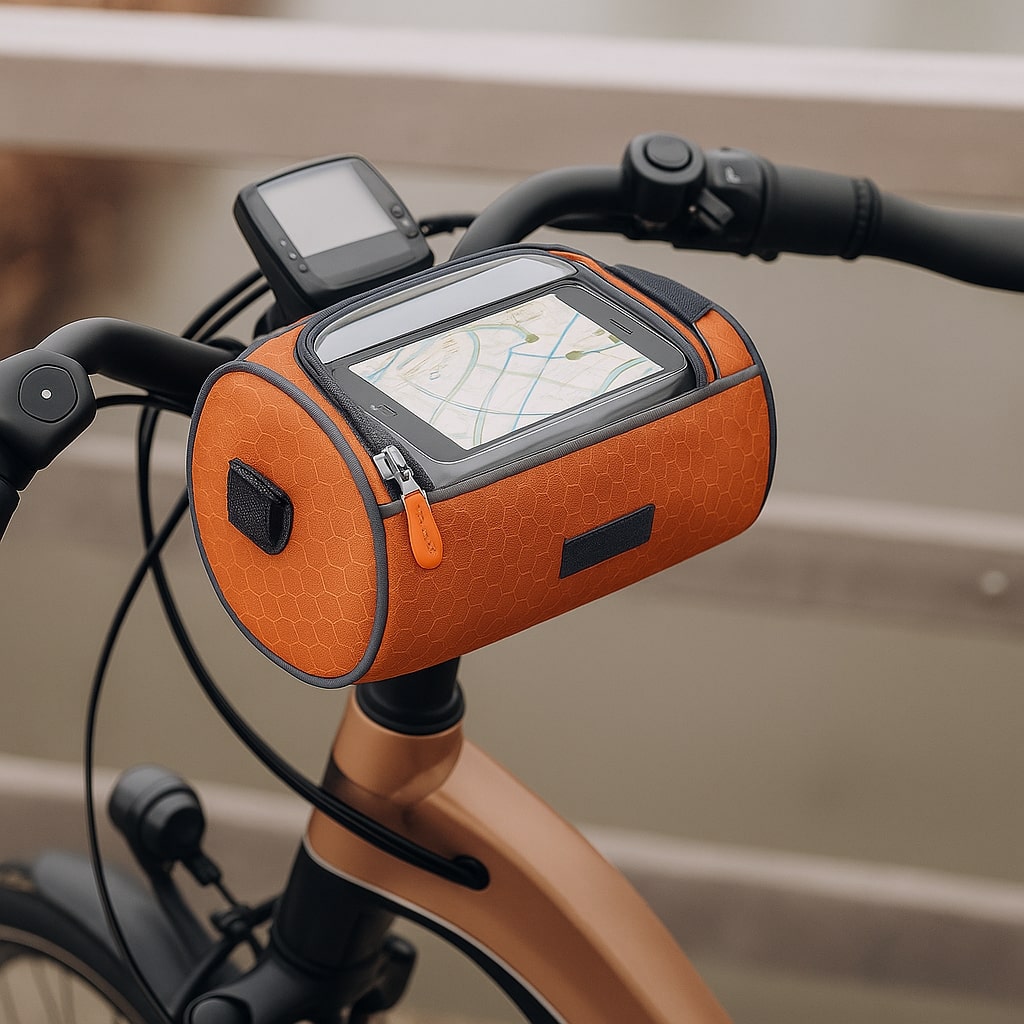 Versatile cycling accessory: unisex waterproof handlebar bag for phone, snacks, & cycling gear.