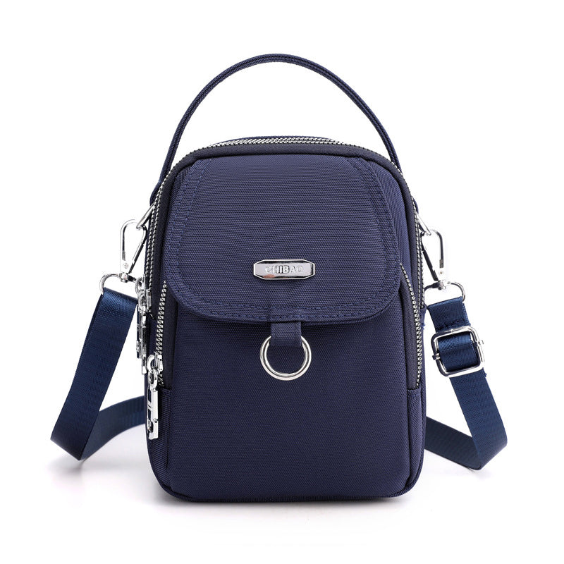 Everyday unisex waterproof shoulder bag, black, featuring a practical multi-pocket layout
