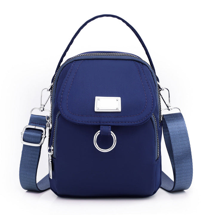 Interior view of unisex waterproof messenger bag, with multiple compartments