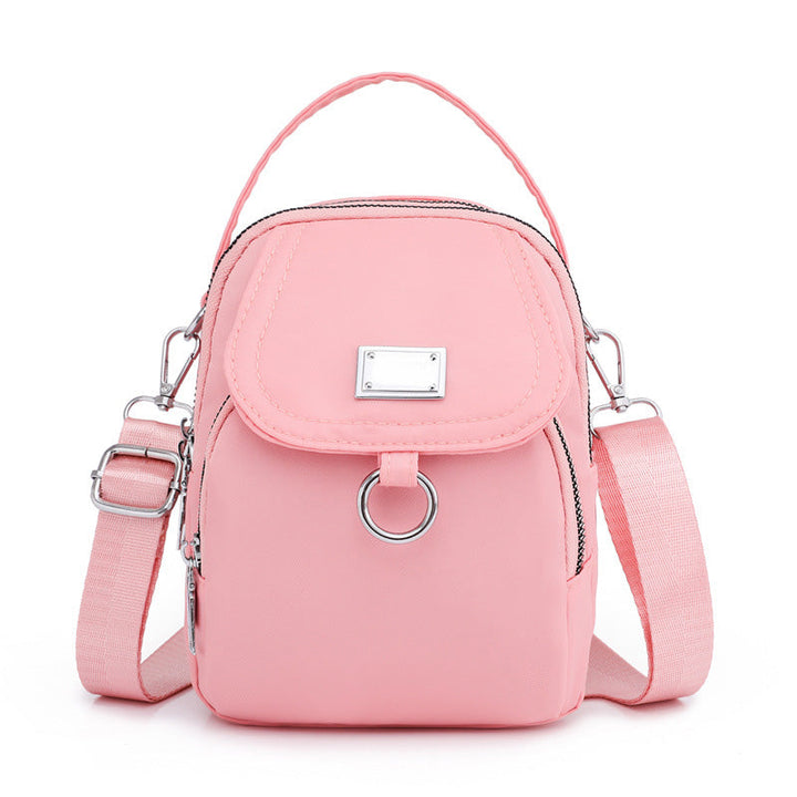 Casual black shoulder bag, unisex design, made from strong water-resistant nylon