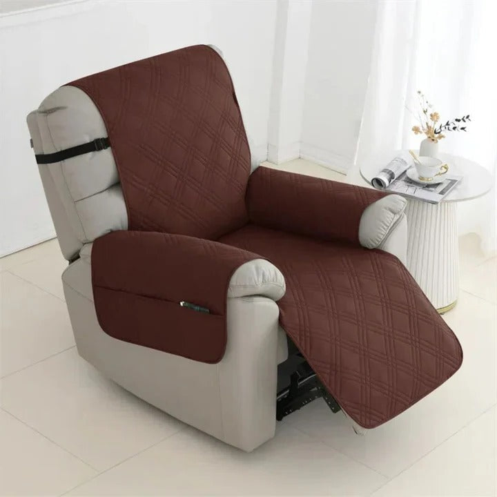 Stylish quilted recliner slipcover enhances home decor, offering waterproof protection & comfort for your chair.