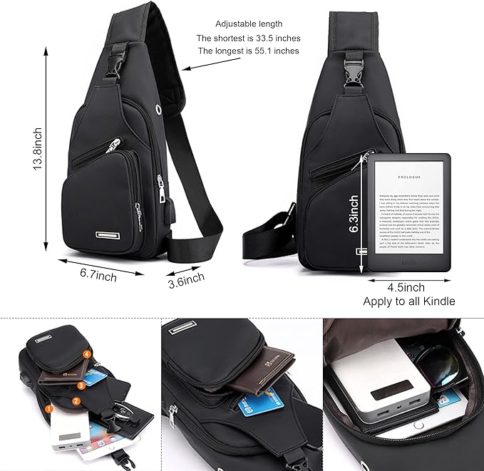 Man wearing waterproof sling bag as a shoulder bag, versatile for daily use & light travel.
