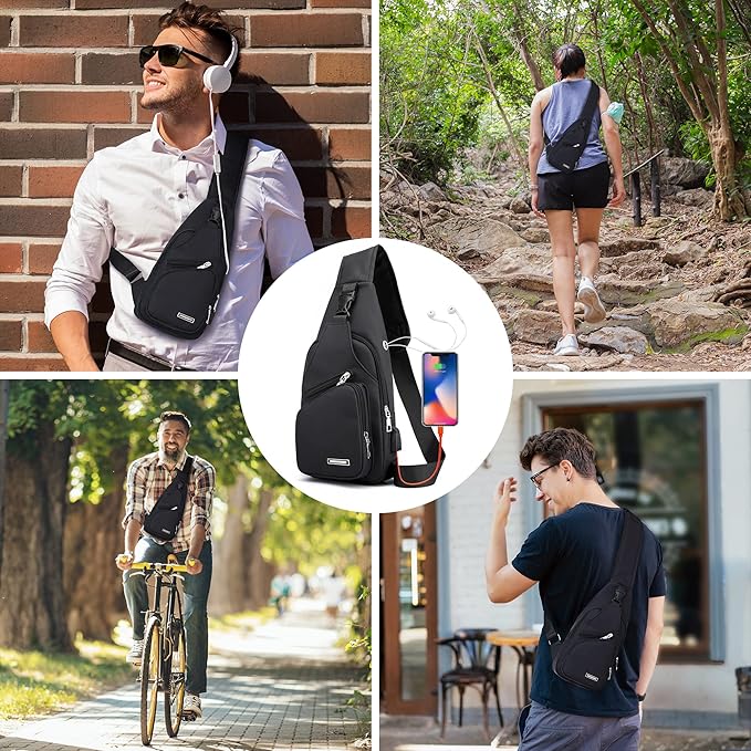 Empty waterproof sling bag, spacious interior for travel essentials and daily organization.