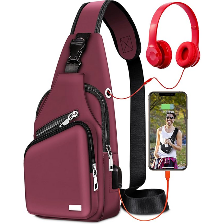 Versatile unisex crossbody bag, featuring a secure front zip pocket for quick access items.