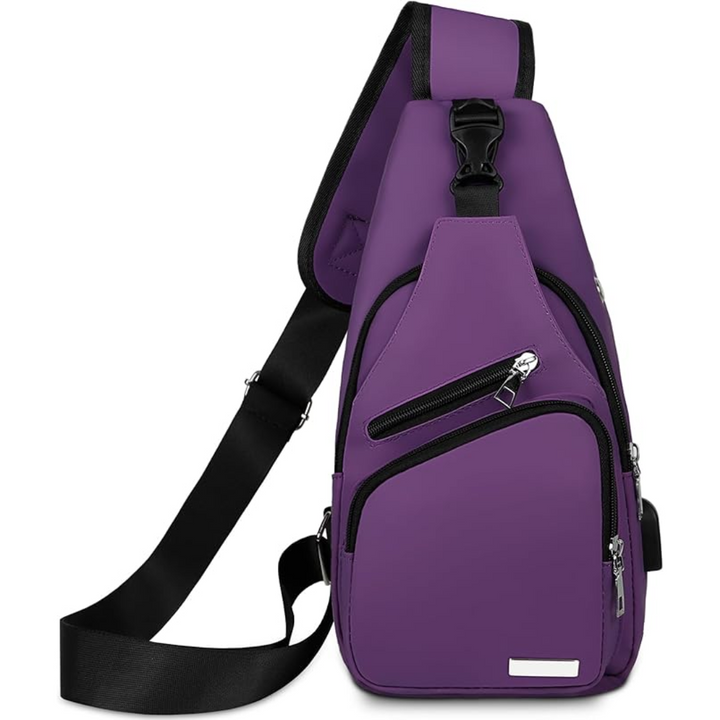 Waterproof sling backpack with anti-theft back pocket, perfect for secure daily carry & travel.