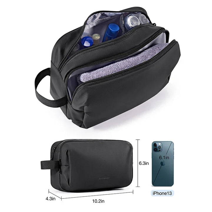 Men's & women's waterproof grooming kit bag, ensuring organized and accessible items.