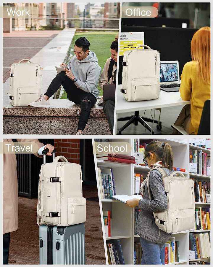Spacious waterproof travel backpack, ideal for weekend trips. Features shoe storage, USB port, & anti-theft design.