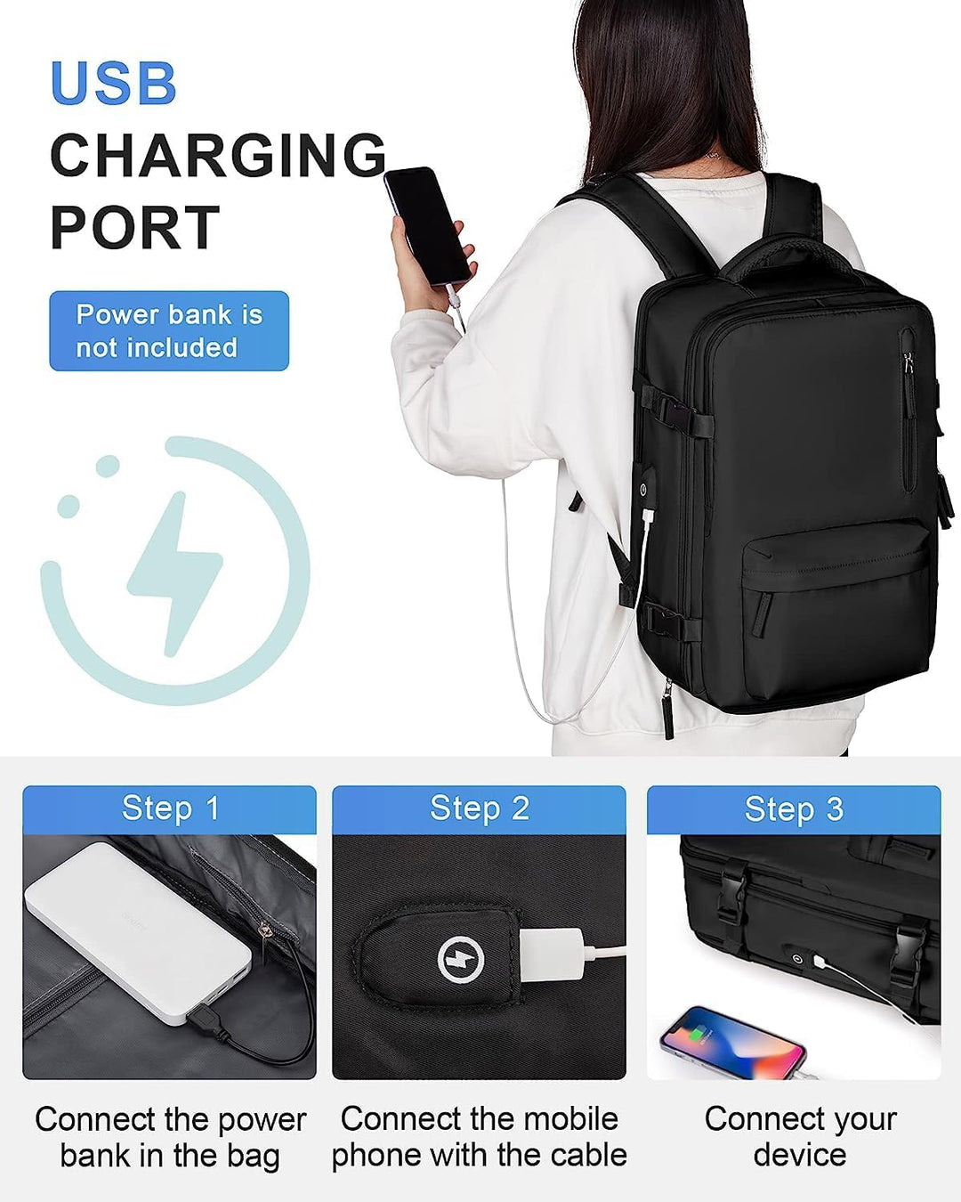 Secure waterproof laptop backpack for 14" devices. Includes integrated USB charging & organized compartments for commuters.