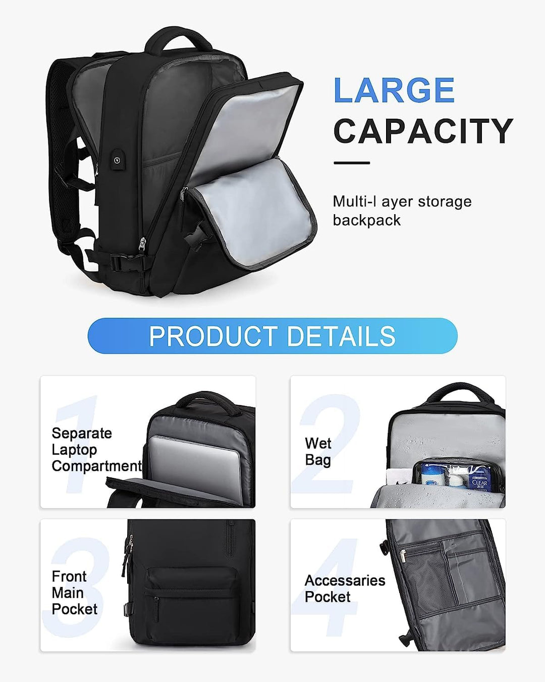 Versatile unisex waterproof backpack with separate shoe compartment & external USB port, perfect for active travel.