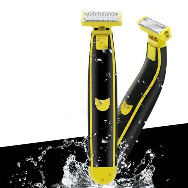 Packaging of the Wet & Dry Electric Body Shaver highlighting its features and versatility