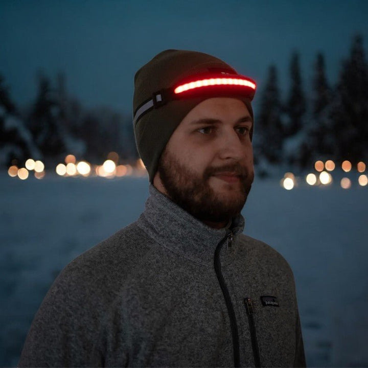 Unisex wide angle rechargeable adventure headlamp for hands-free outdoor activities like camping & hiking.