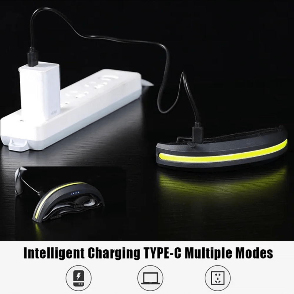 Comfortable, hands-free rechargeable headlamp provides bright, wide-angle light for outdoor running, camping, and fishing.