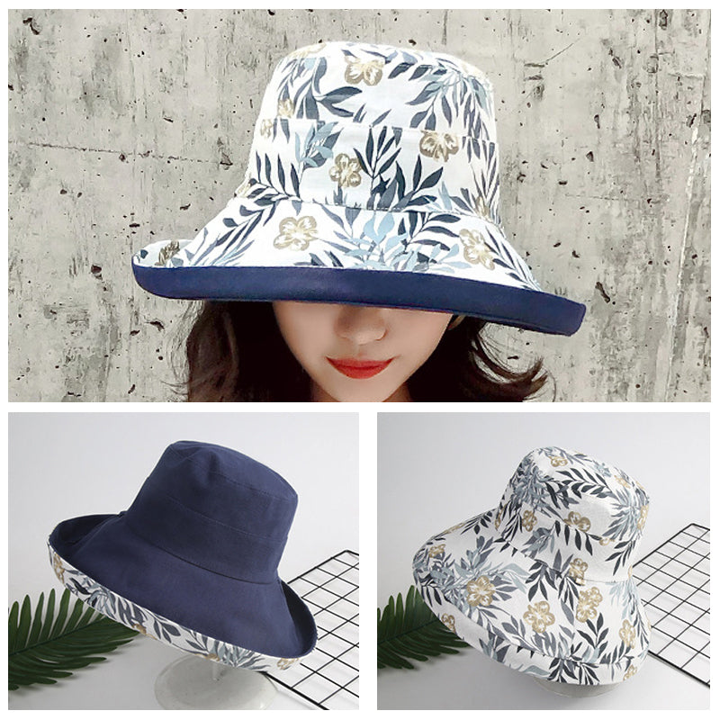 Side view of the wide brim cotton summer hat for men and women, emphasizing outdoor style