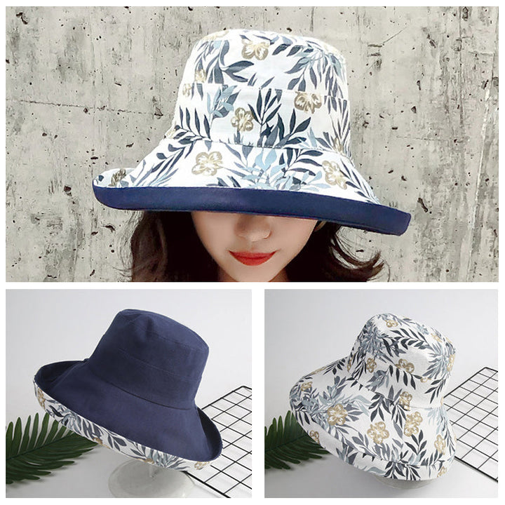 Side view of the wide brim cotton summer hat for men and women, emphasizing outdoor style