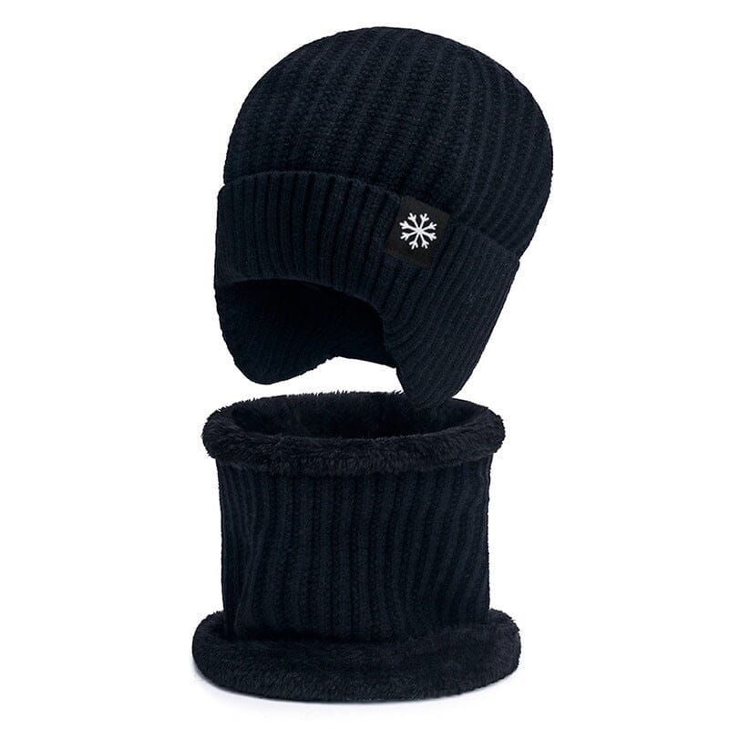 Beanie hat and scarf set, knit construction with a soft fleece lining, suitable for all genders