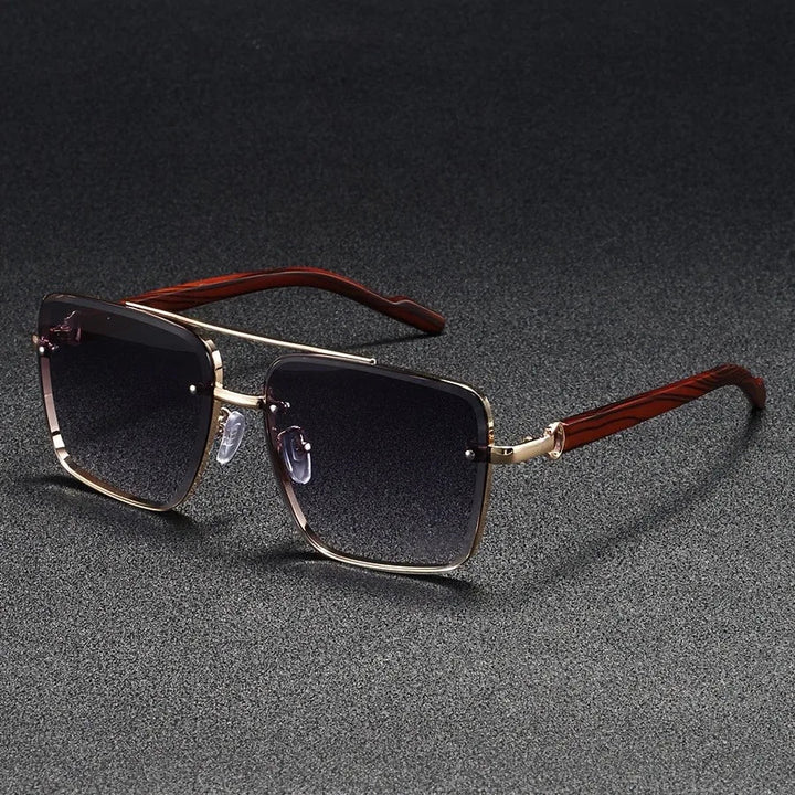 Unisex Wood-Inspired UV400 Sunglasses, front view, stylish and lightweight fashion accessory for sun protection
