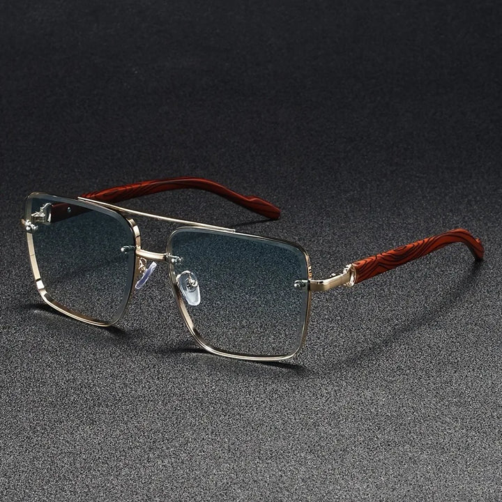 Unisex Wood-Inspired UV400 Sunglasses with black lenses, a versatile and trendy eyewear option