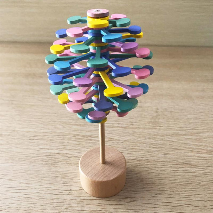 Abstract shot of the wooden Fibonacci lollipop's spiral, highlighting its artistic quality