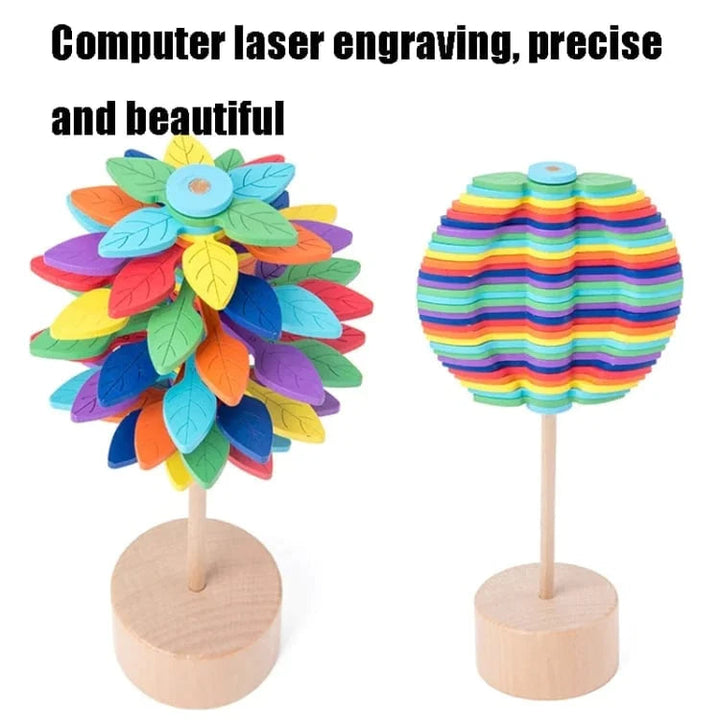 Artistic wooden Fibonacci lollipop fidget spinner, elegant desk decor & educational toy