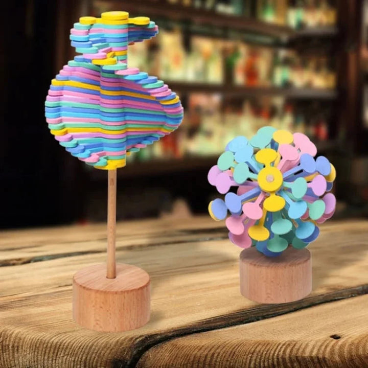 Gift-ready wooden Fibonacci lollipop, a unique stress relief and artistic fidget toy
