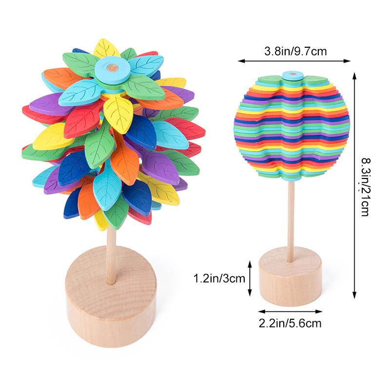Wooden Fibonacci lollipop standing upright, showcasing its elegant and simple design