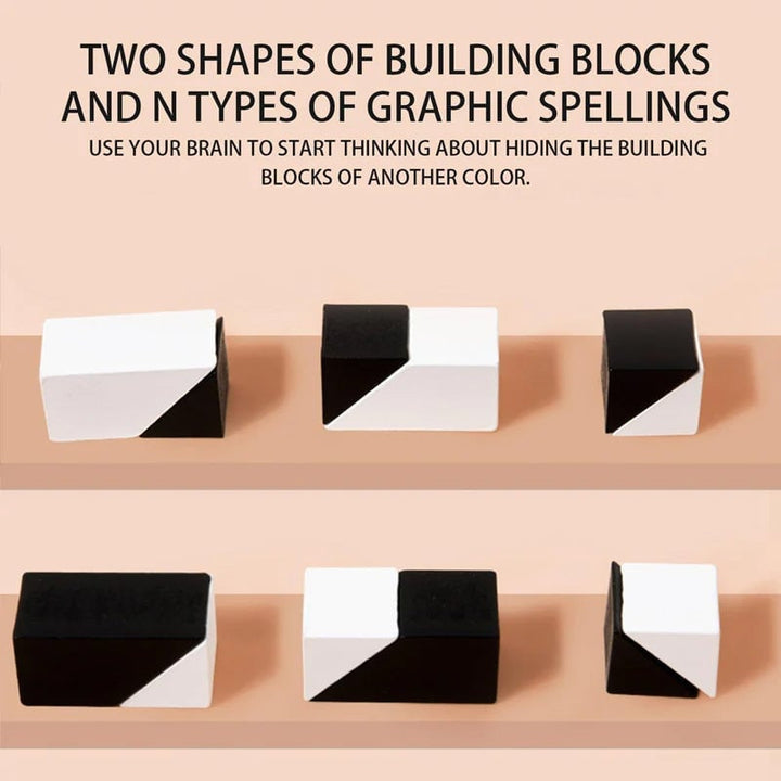 Close up of interconnected wooden geometric blocks, detailed craftsmanship, thinking game