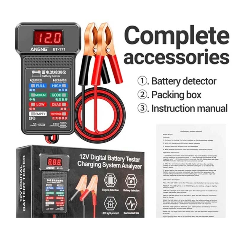 User operating a 12V car battery diagnostic device, emphasizing ease of use for effective car maintenance.
