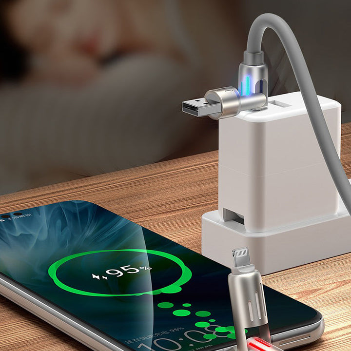 Close-up of the universal 240W USB C charging cable's multiport connectors for fast charging.