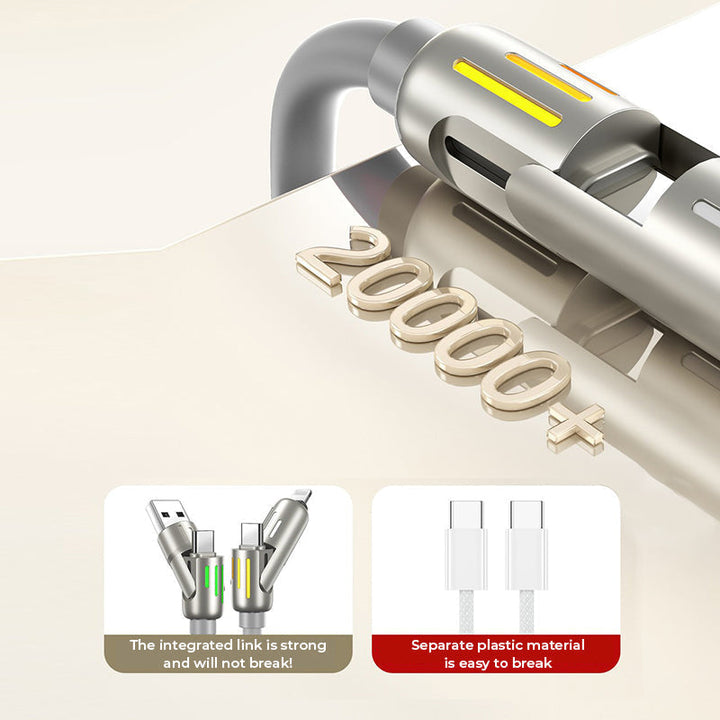 Universal 240W USB C cable laid out to highlight its length and multiple fast charging ends.