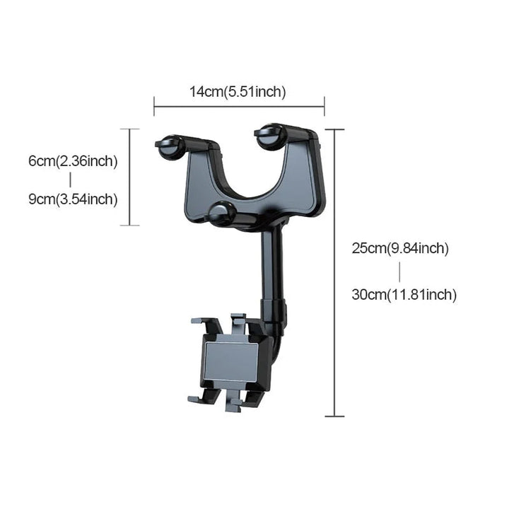 Car accessories: durable rearview mirror phone holder, 360-degree adjustable for all smartphone sizes