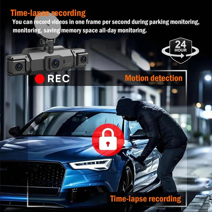 WiFi-enabled 4-channel dash cam for easy access to driving recordings, enhancing vehicle safety & security.