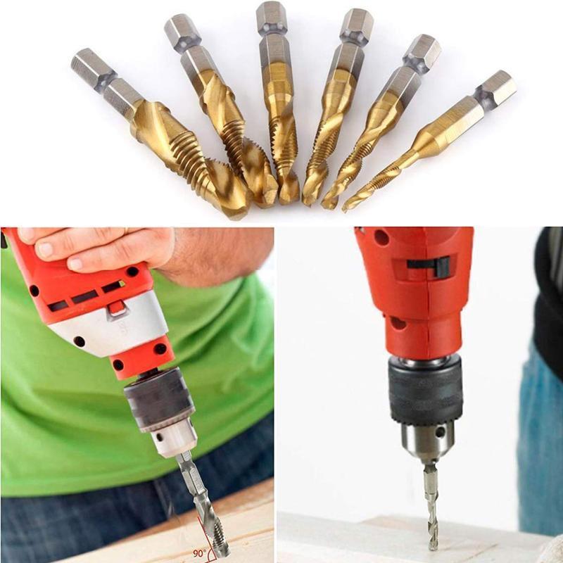 6-piece universal metric tap drill bit set, ideal for metalworking and woodworking tasks