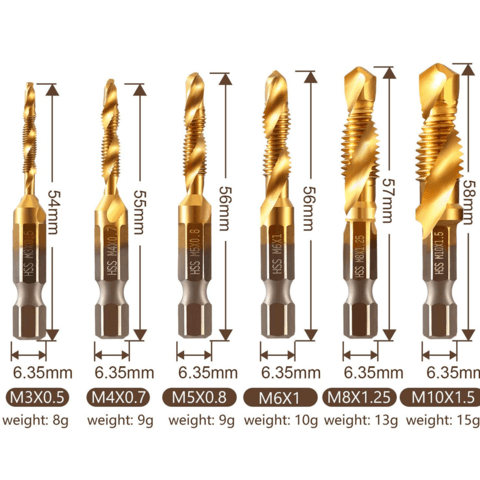 Versatile 6-piece metric tap drill bit set, HSS construction for woodworking & metalworking
