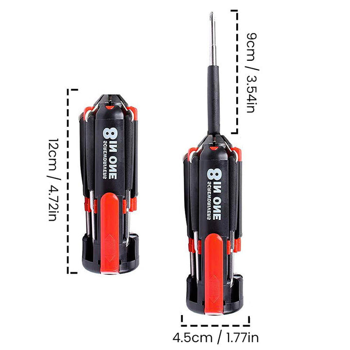 Durable 8-in-1 screwdriver with LED, an indispensable portable hand tool for any toolbox