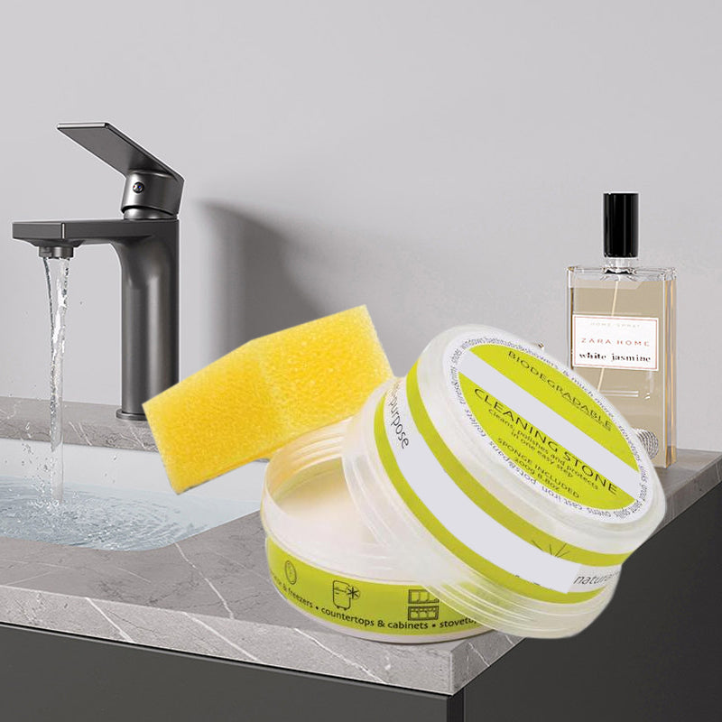 Universal All-Natural Cleaning Stone in action cleaning tile grout, eco-friendly solution