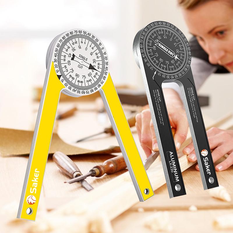 Compact and robust angle measurement tool for miter saws, simplifying complex corner cuts